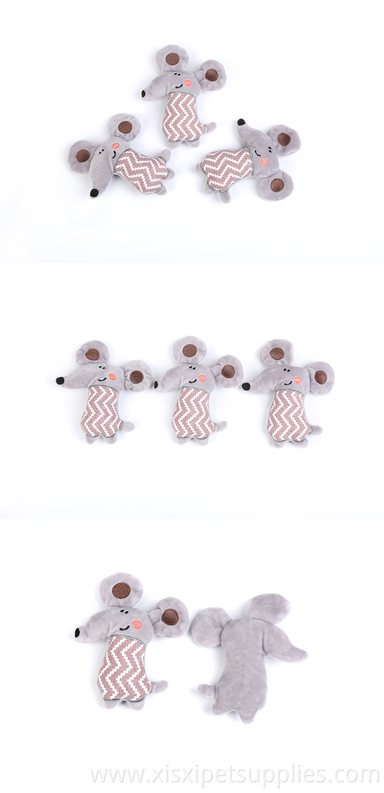 cute plush mouse toy for cat playing with stuffing and catnip